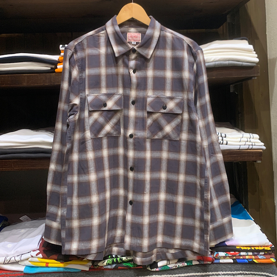 BIG MIKE Light Flannel L/S Shirts(Gray×White）