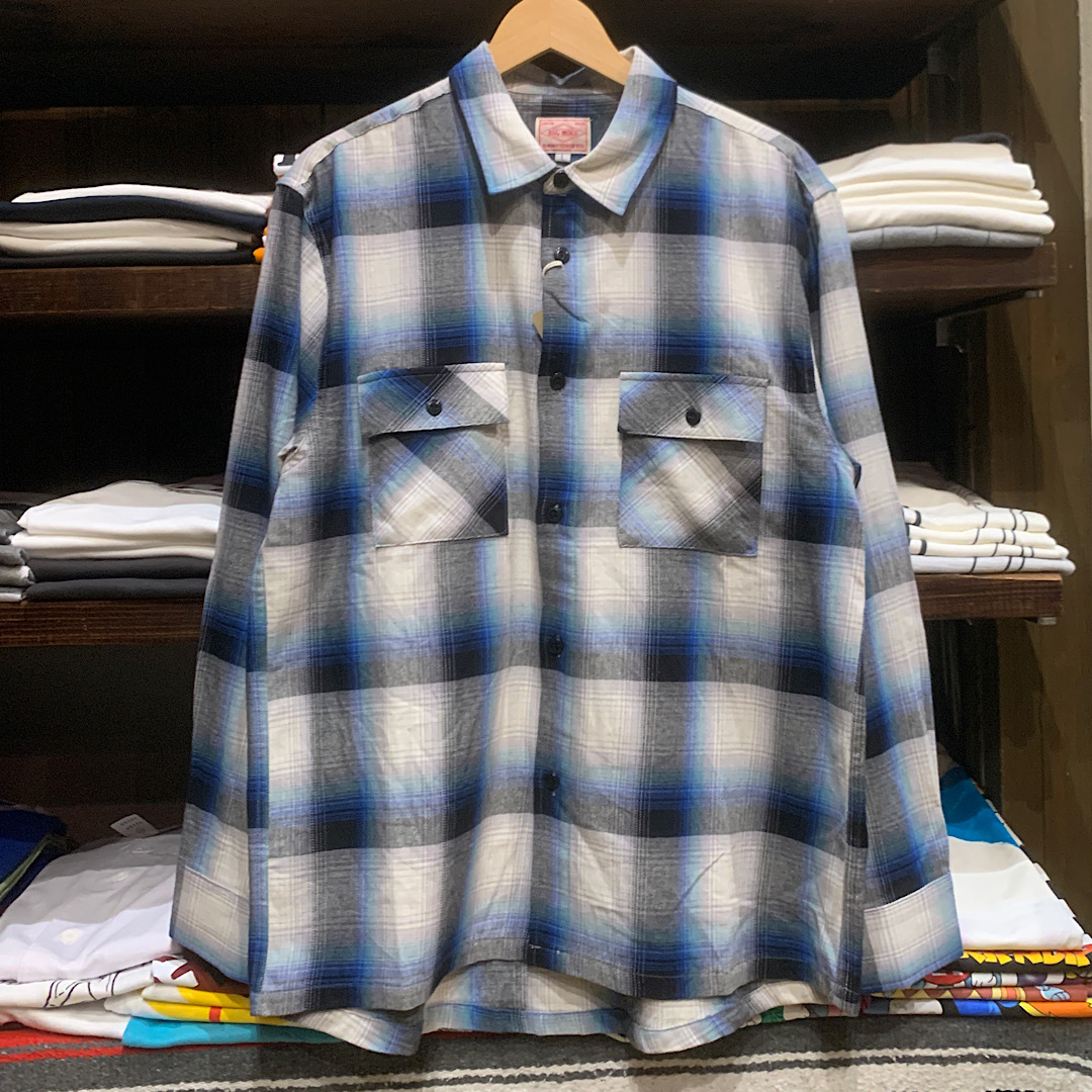 BIG MIKE Light Flannel L/S Shirts(White×Black×Blue×Mint)