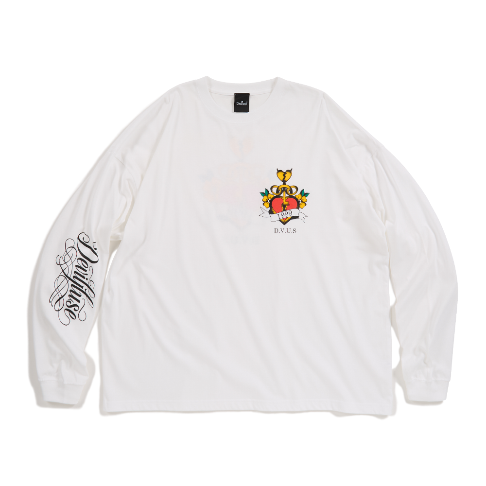 DEVILUSE Heart Lock L/S T-shirts(White)