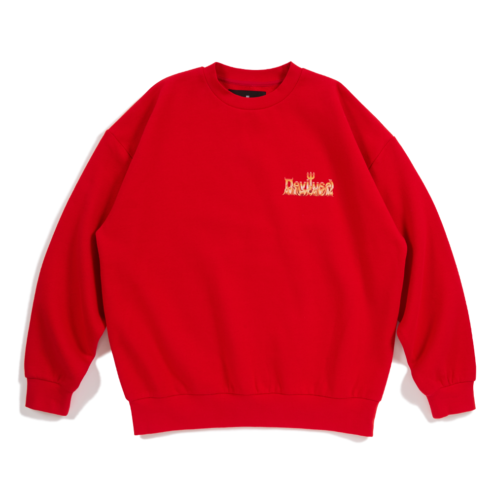 DEVILUSE Flame Logo Crewneck(Red)