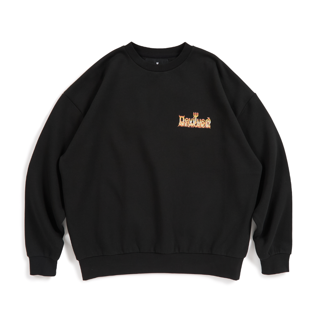 DEVILUSE Flame Logo Crewneck(Black)