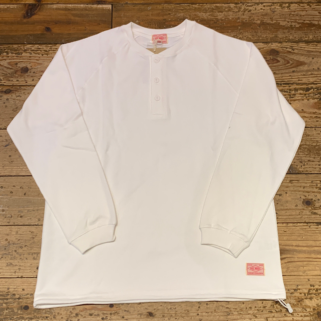 BIG MIKE Honeycomb Waffle Henry Neck Midweight L/S(Off White)