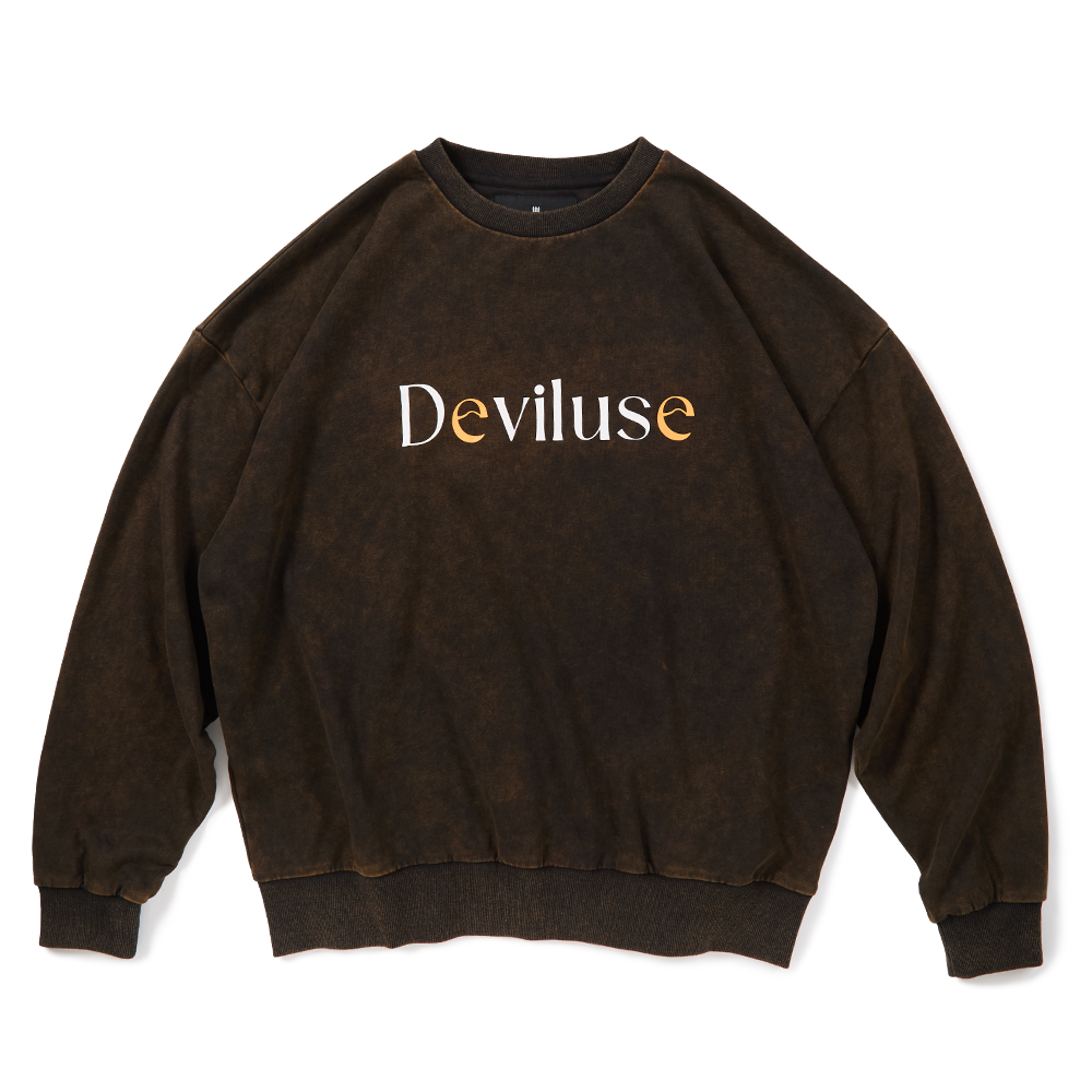 DEVILUSE Molding Crewneck(Washed Black)