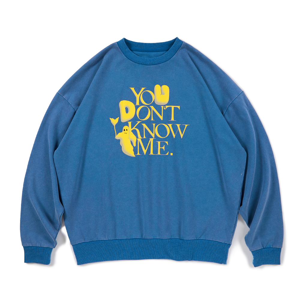 DEVILUSE You Don't Know Me Crewneck(Washed Blue)