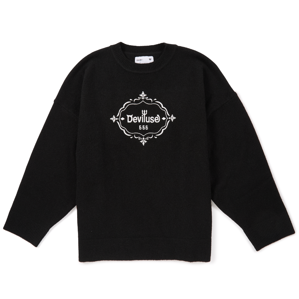 DEVILUSE Emblem Knit Crewneck(Black)