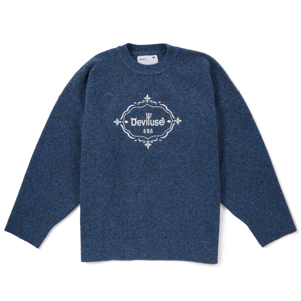 DEVILUSE Emblem Knit Crewneck(Marble)