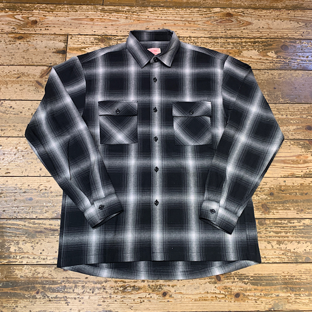 BIG MIKE Light Flannel Shirts (Black×White) 【 Ombre Check Shirts 】