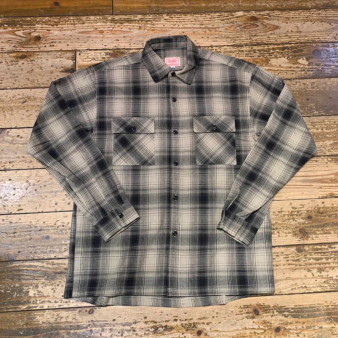 BIG MIKE Light Flannel Shirts (Sand×Black) 【 Ombre Check Shirts 】