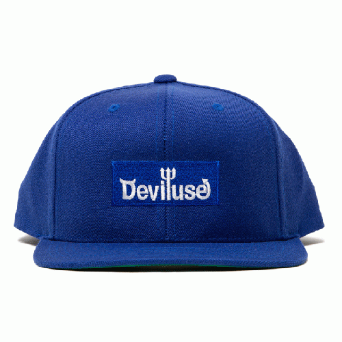 DEVILUSE Box Logo Snapback Cap Blue