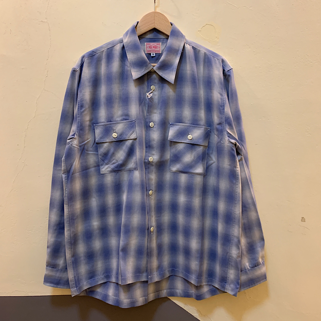 BIG MIKE Ombre Check L/S Shirts(Blue/White)