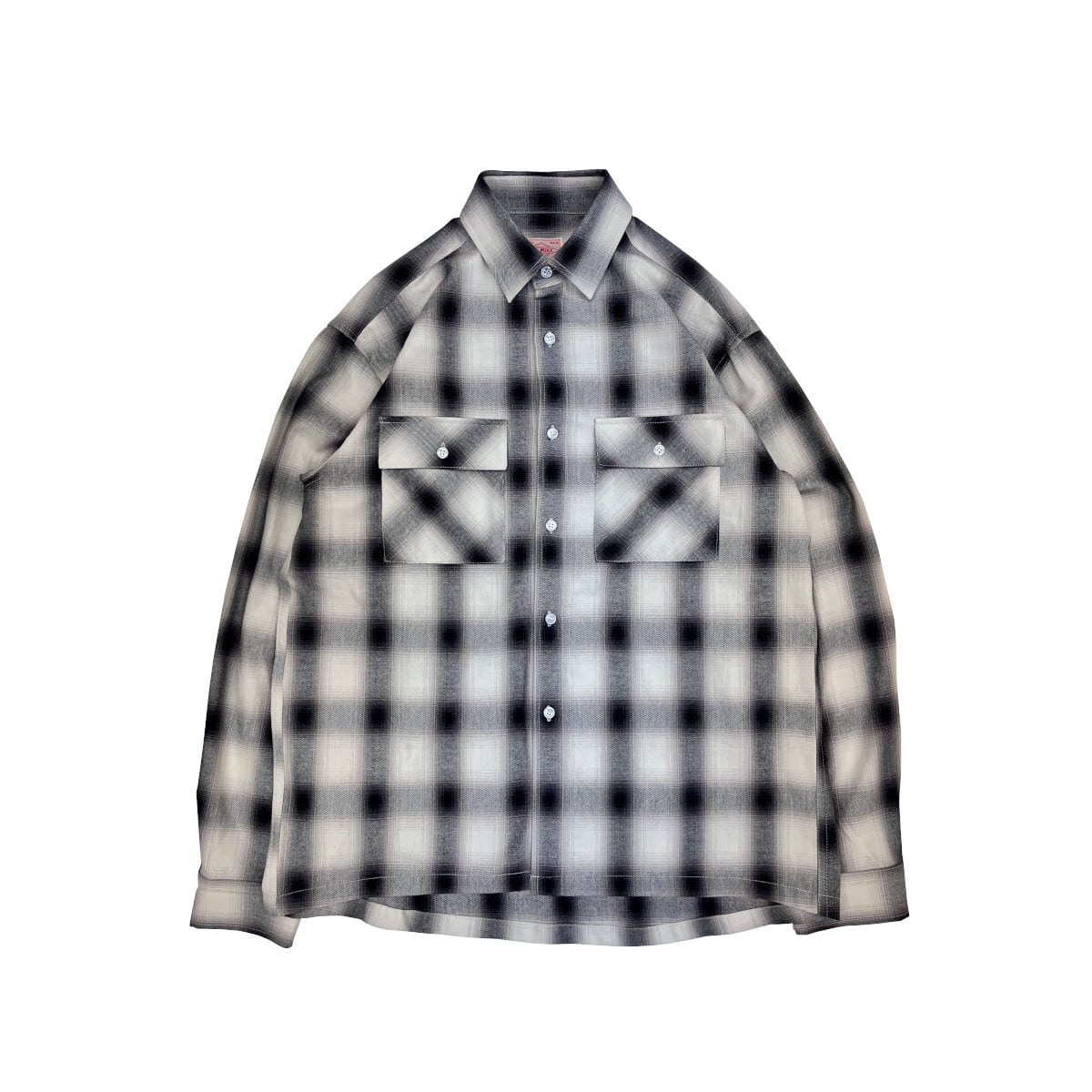 BIG MIKE OMBRE CHECK L/S SHIRTS(White/Navy)