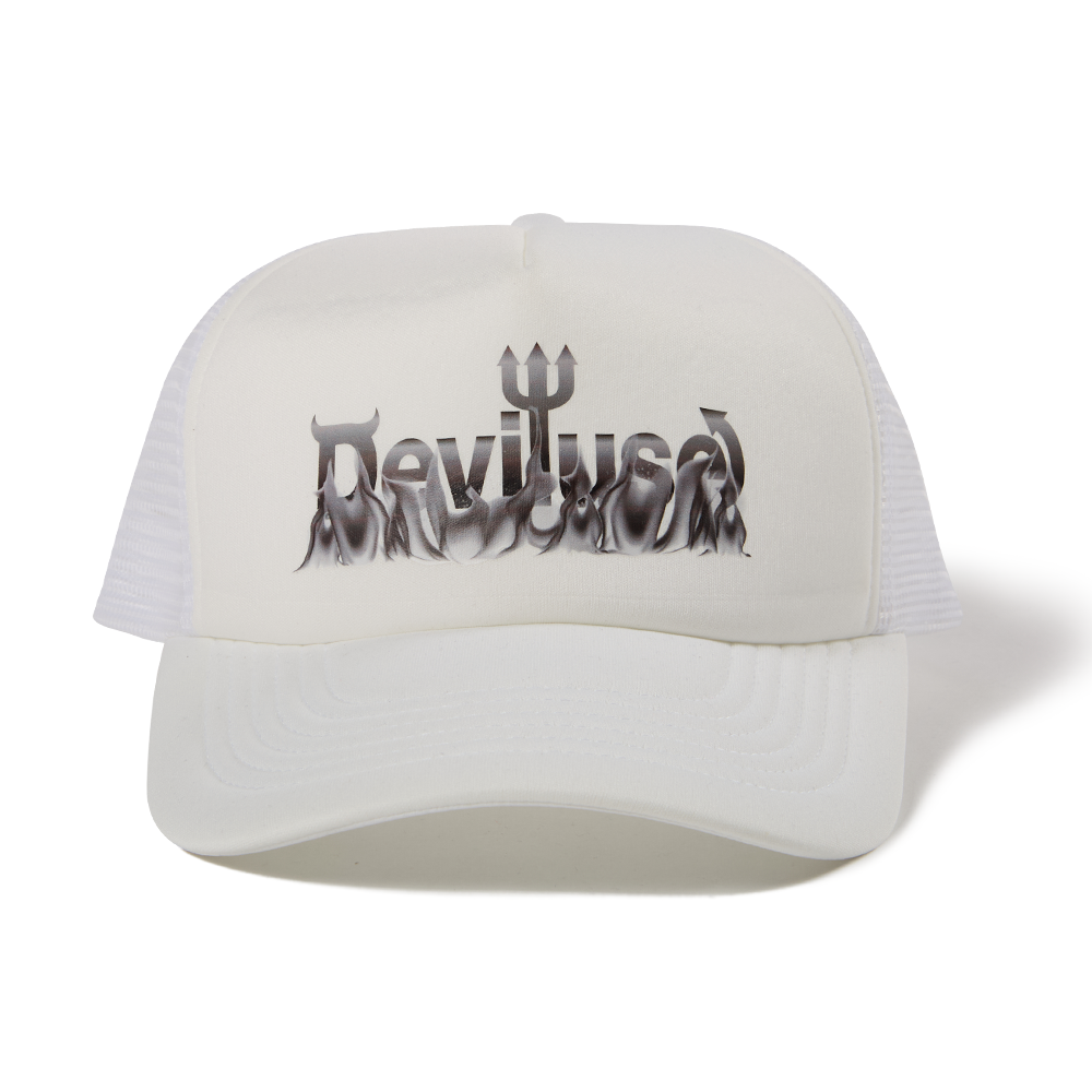 DEVILUSE Flame Logo Mesh Cap(White)