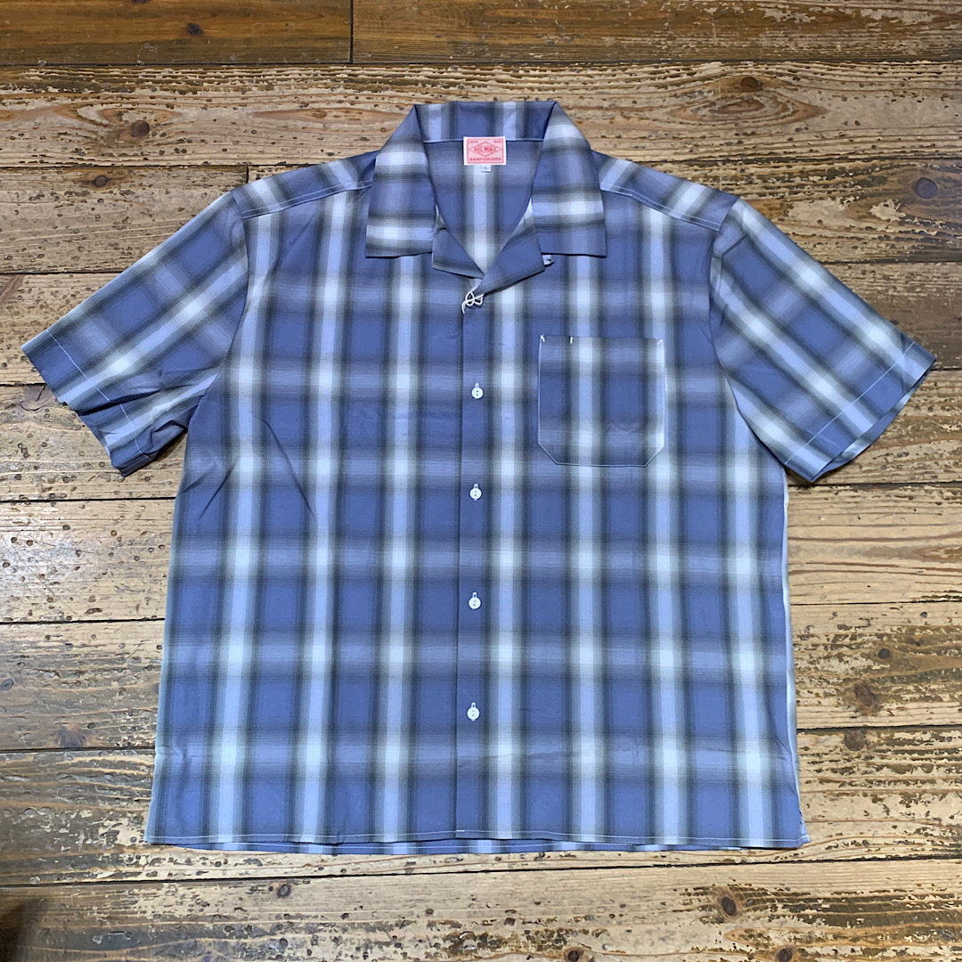 BIG MIKE Ombre Check S/S Shirts(BLUE×WHITE)