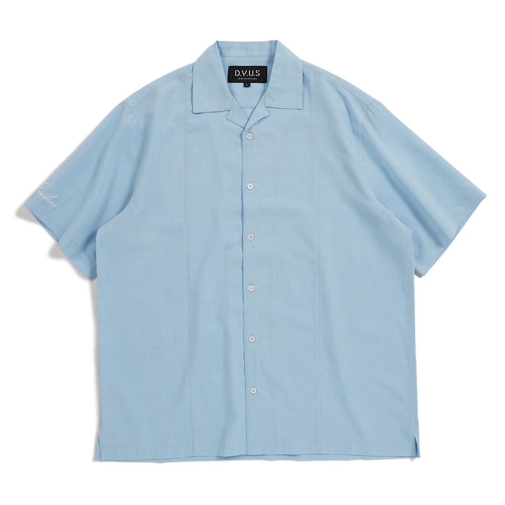 DEVILUSE Script Open Collar Shirts(Light Blue)