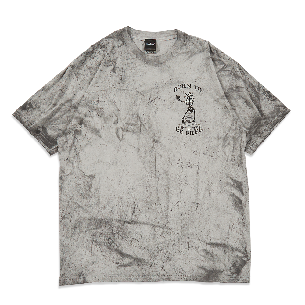 DEVILUSE Born to Be Free T-shirts(Gray Tiedye)