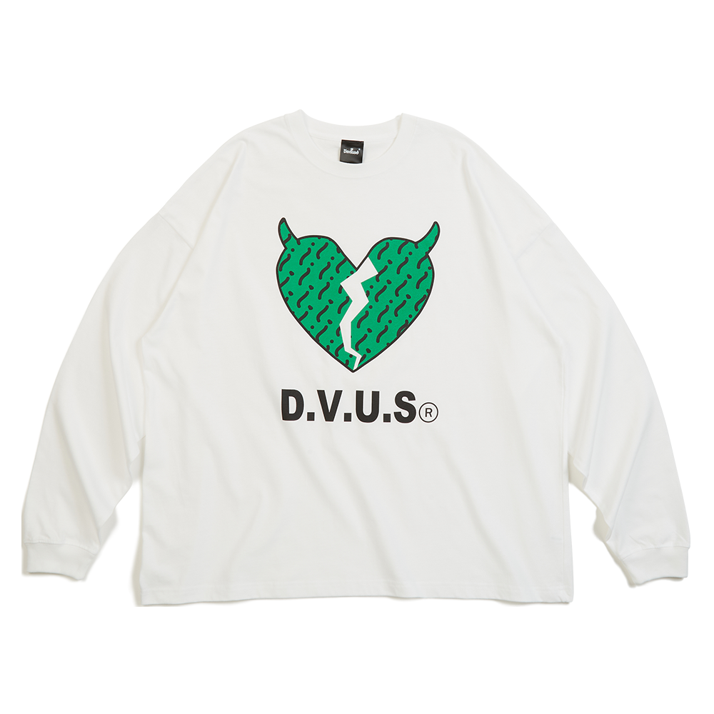 DEVILUSE Big Heart L/S T-shirts(White)