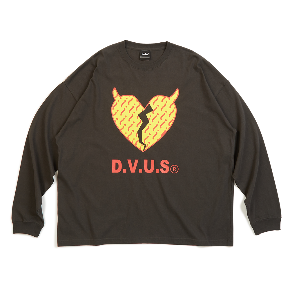 DEVILUSE Big Heart L/S T-shirts(Stone Black)