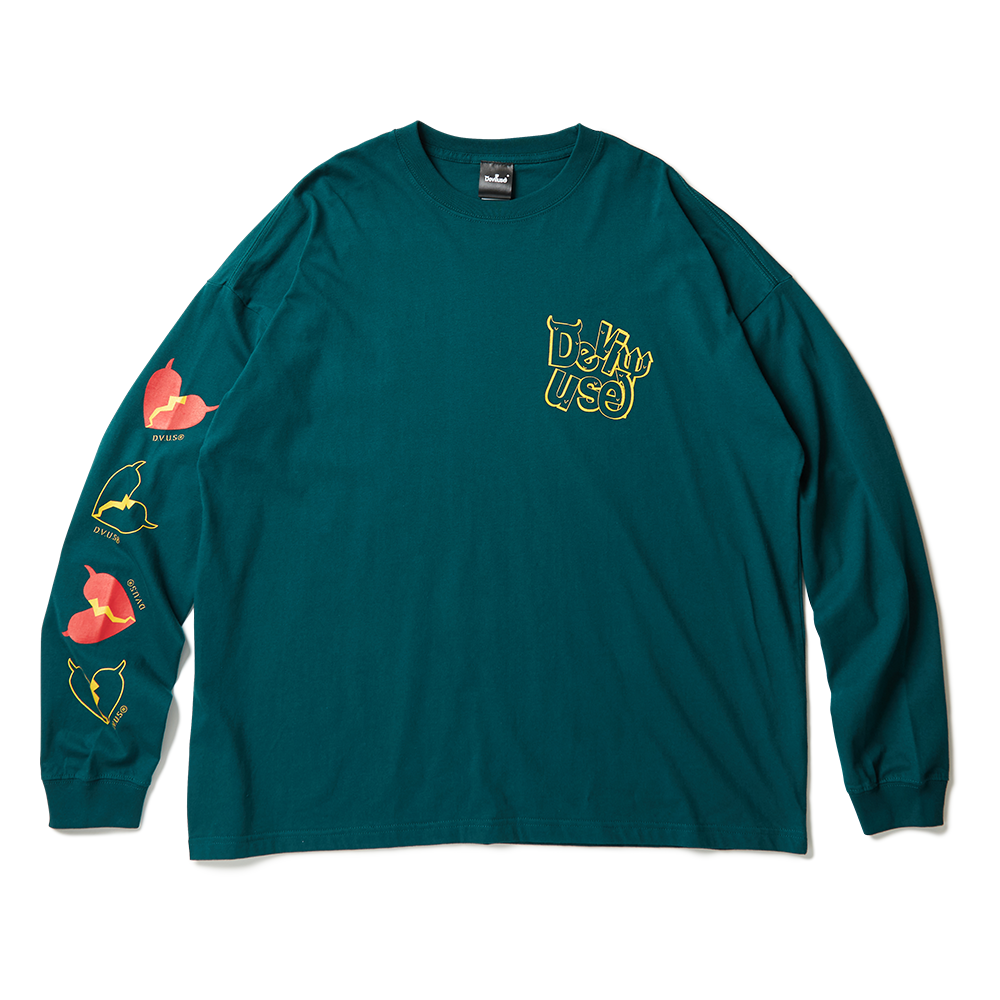 DEVILUSE Outline Logo L/S T-shirts(Green)