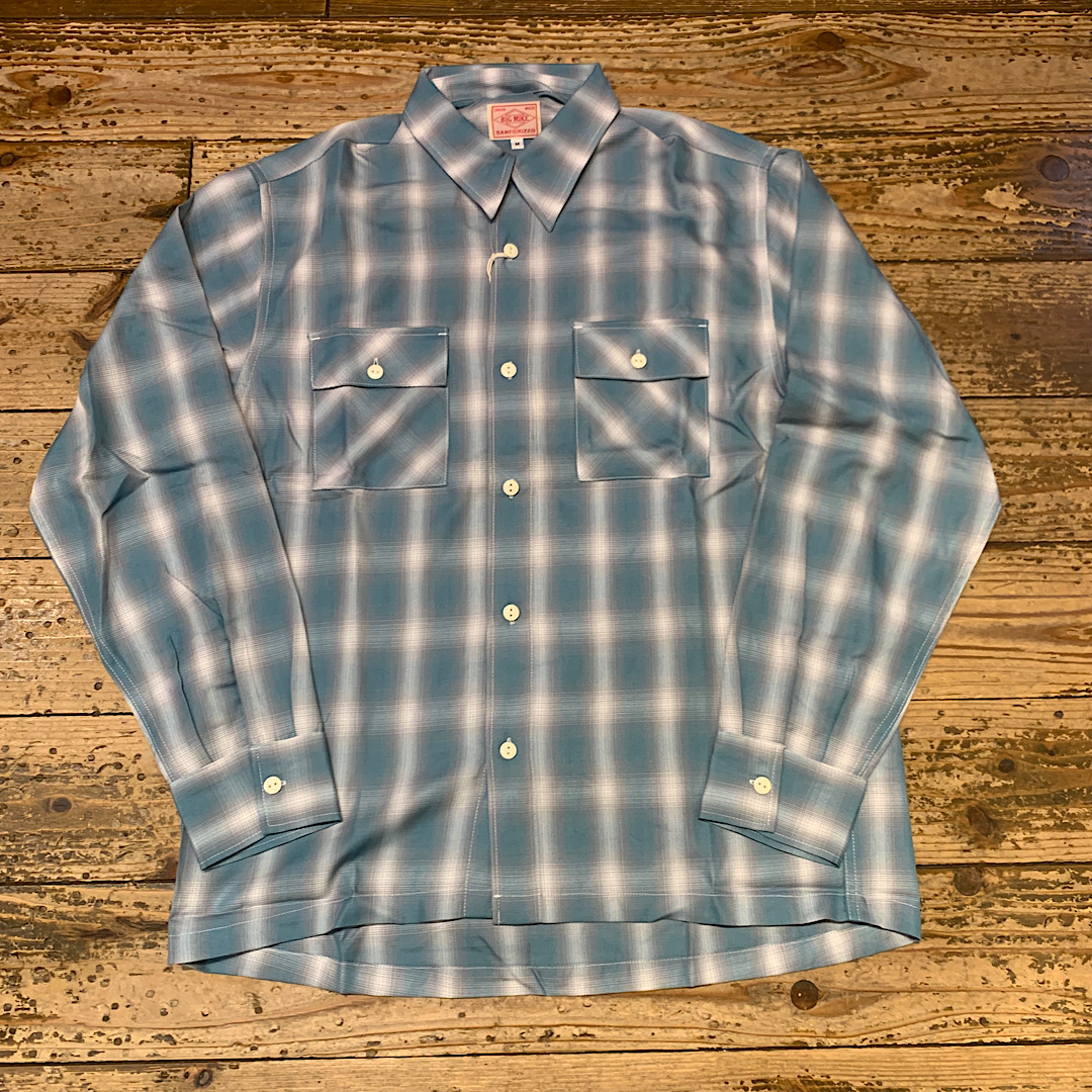 BIG MIKE Rayon Mix Ombre Check Shirts(Mint×White）