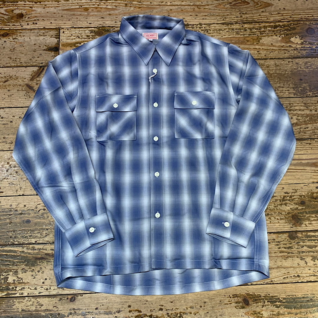 BIG MIKE Rayon Mix Ombre Check Shirts(Blue×White）