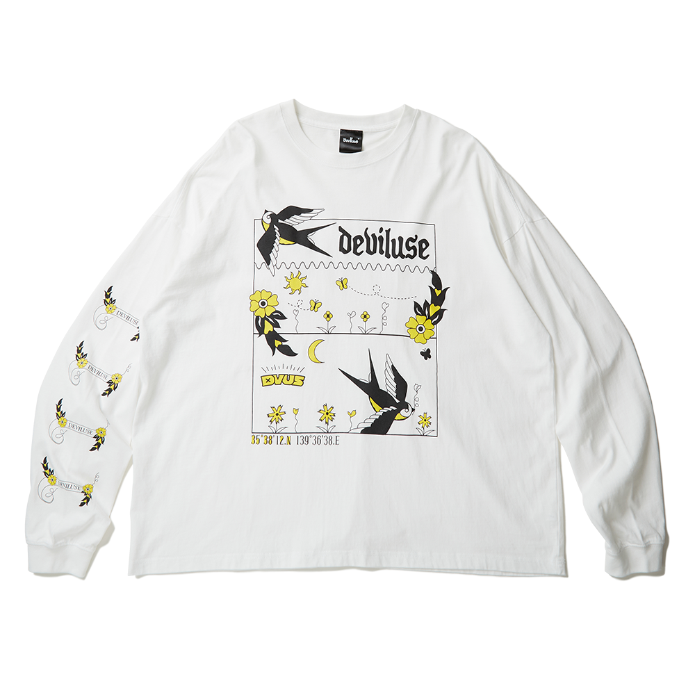 DEVILUSE Swallow L/S T-shirts(White)