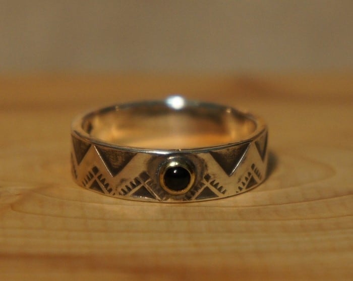 SLOW RISE stamp work onyx ring 1