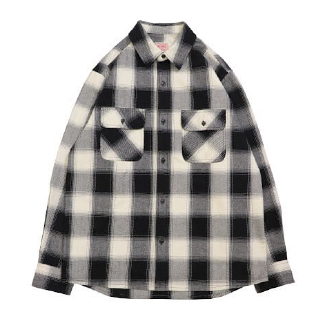 BIG MIKE Heavy Flannel Shirts(Wht×Blk)