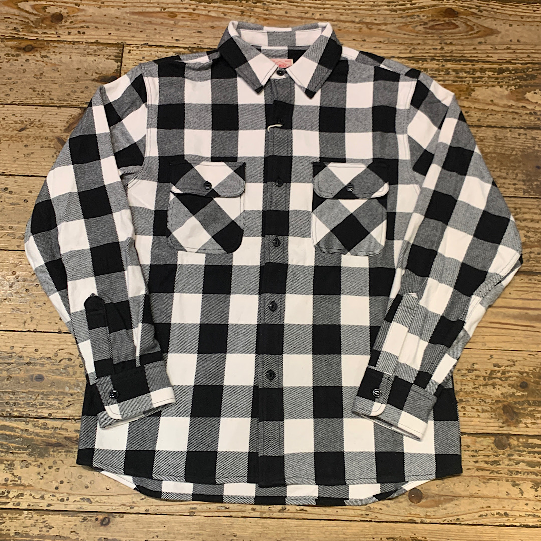 BIG MIKE Heavy Flannel Shirts(WHT×BLK)