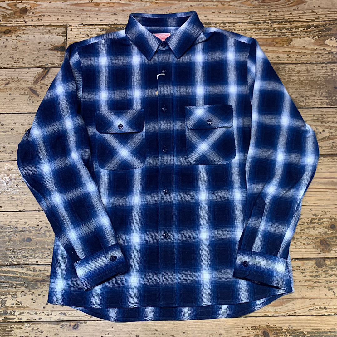 BIG MIKE Heavy Flannel Shirts(NVY×WHT)