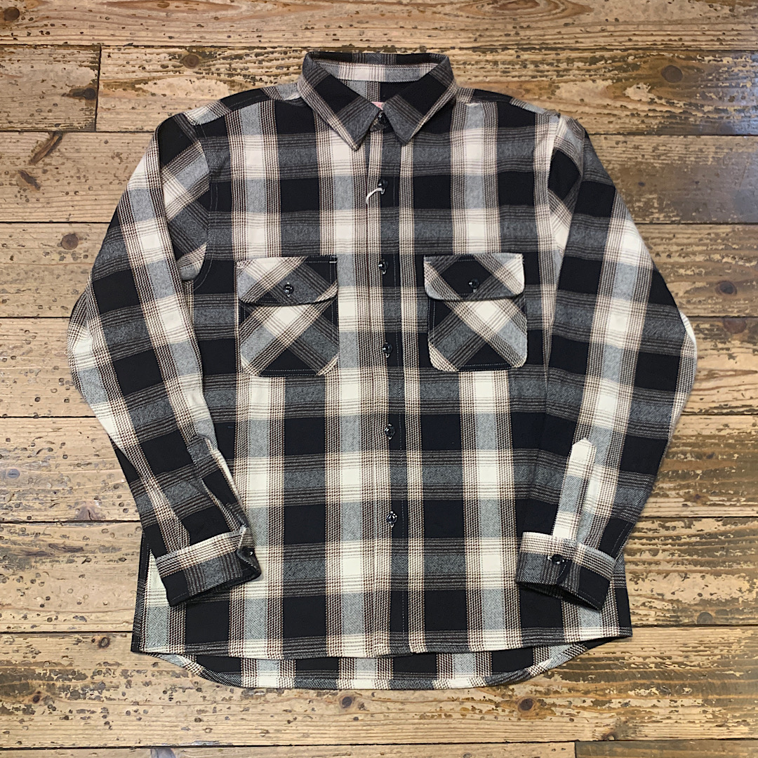 BIG MIKE Heavy Flannel Shirts(Off×Moca×Black)