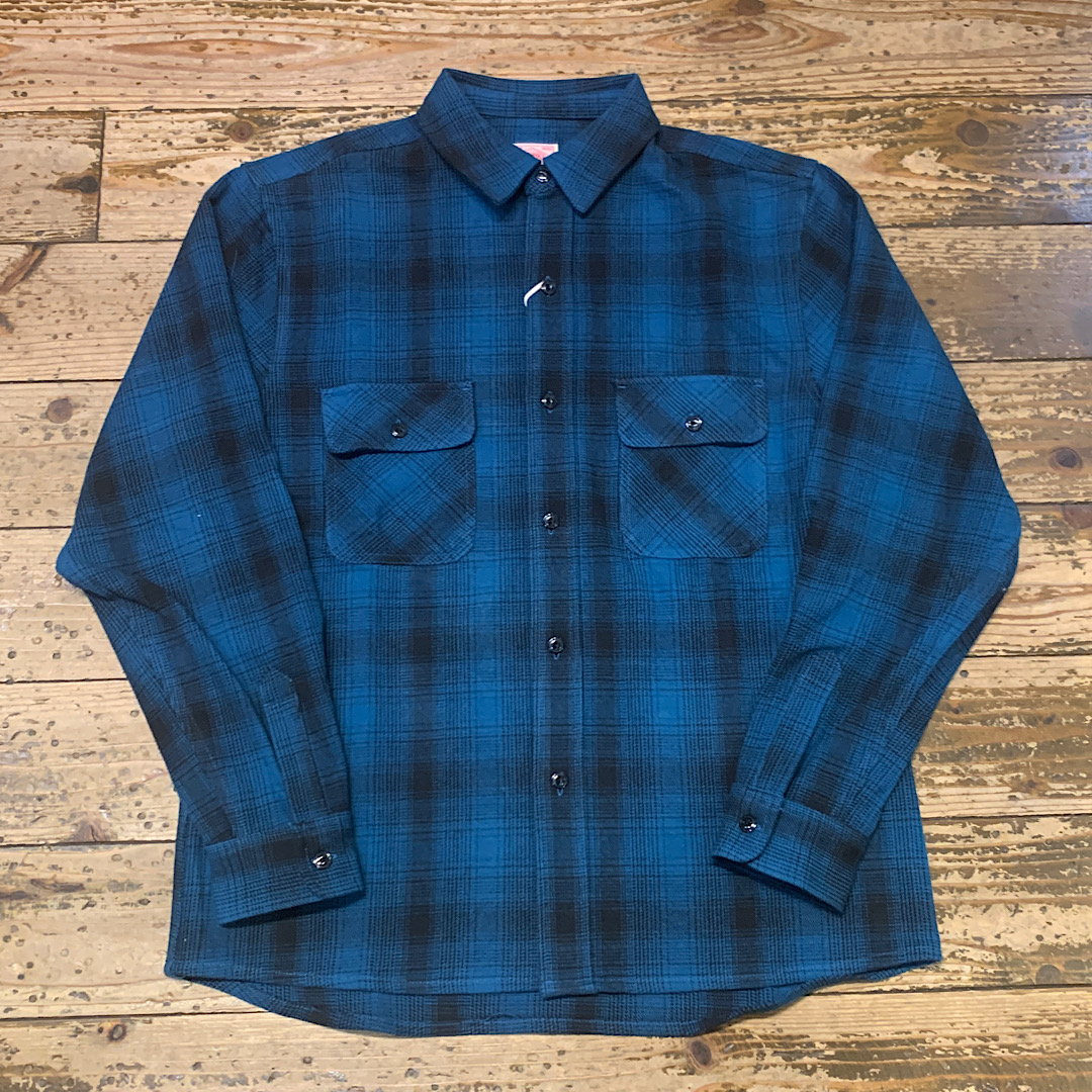 BIG MIKE Heavy Flannel Shirts(Blue Gray×Black)