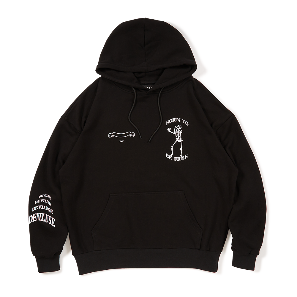 DEVILUSE Bone to be free Pullover Hooded(Black)