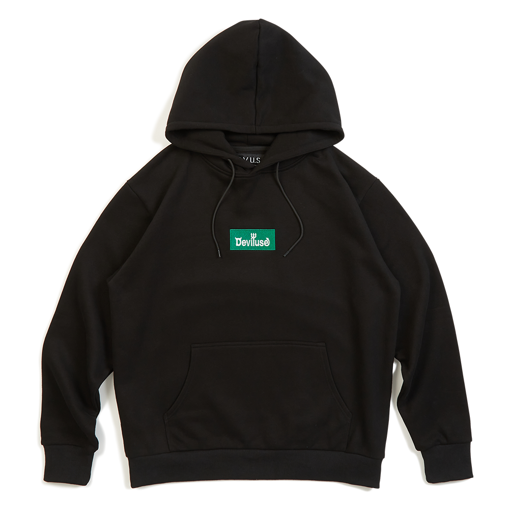 DEVILUSE Green Box Logo Pullover Hooded(Black)