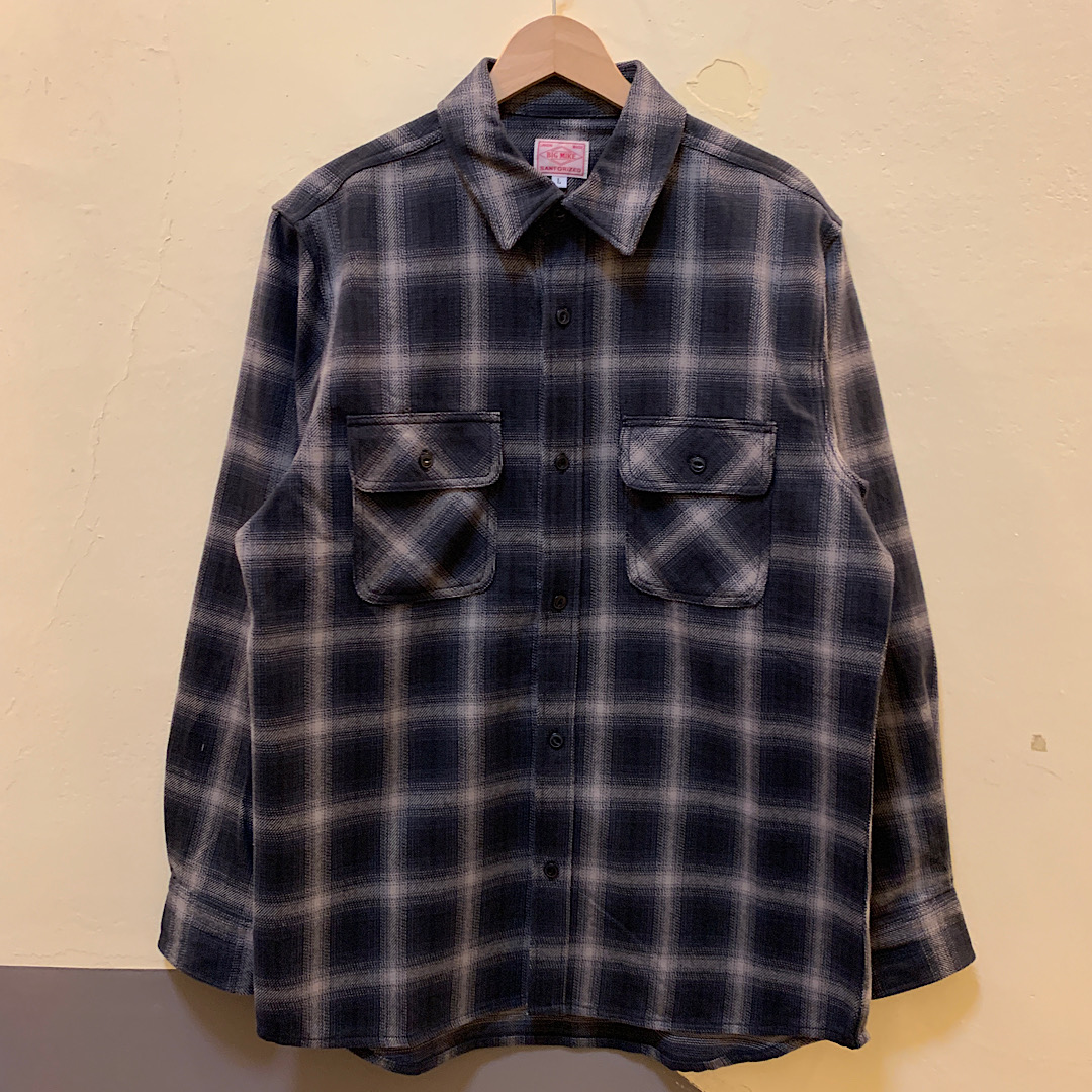 BIG MIKE Heavy Flannel Shirts(BLK×GRY)