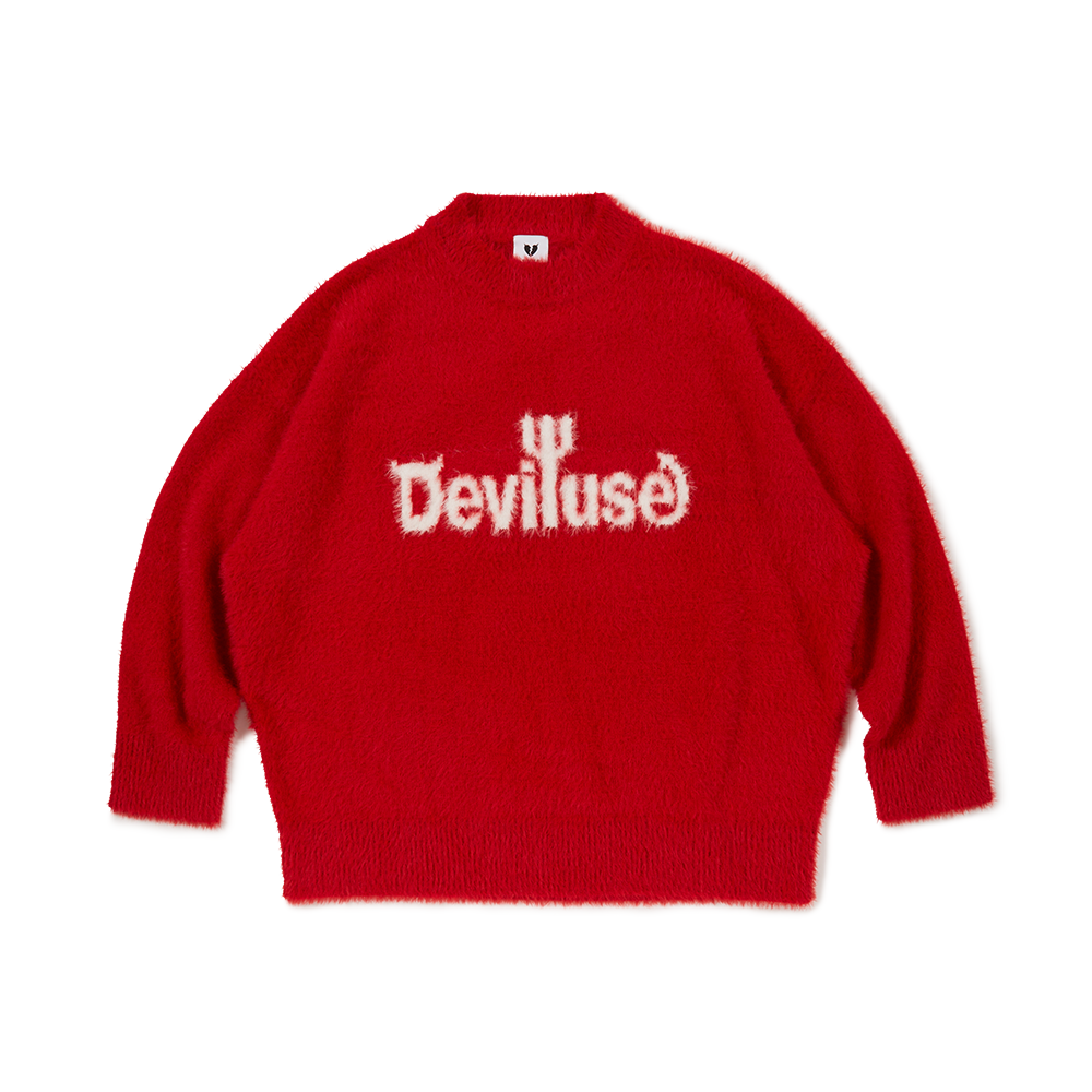 DEVILUSE Mohair Logo Knit(Red)