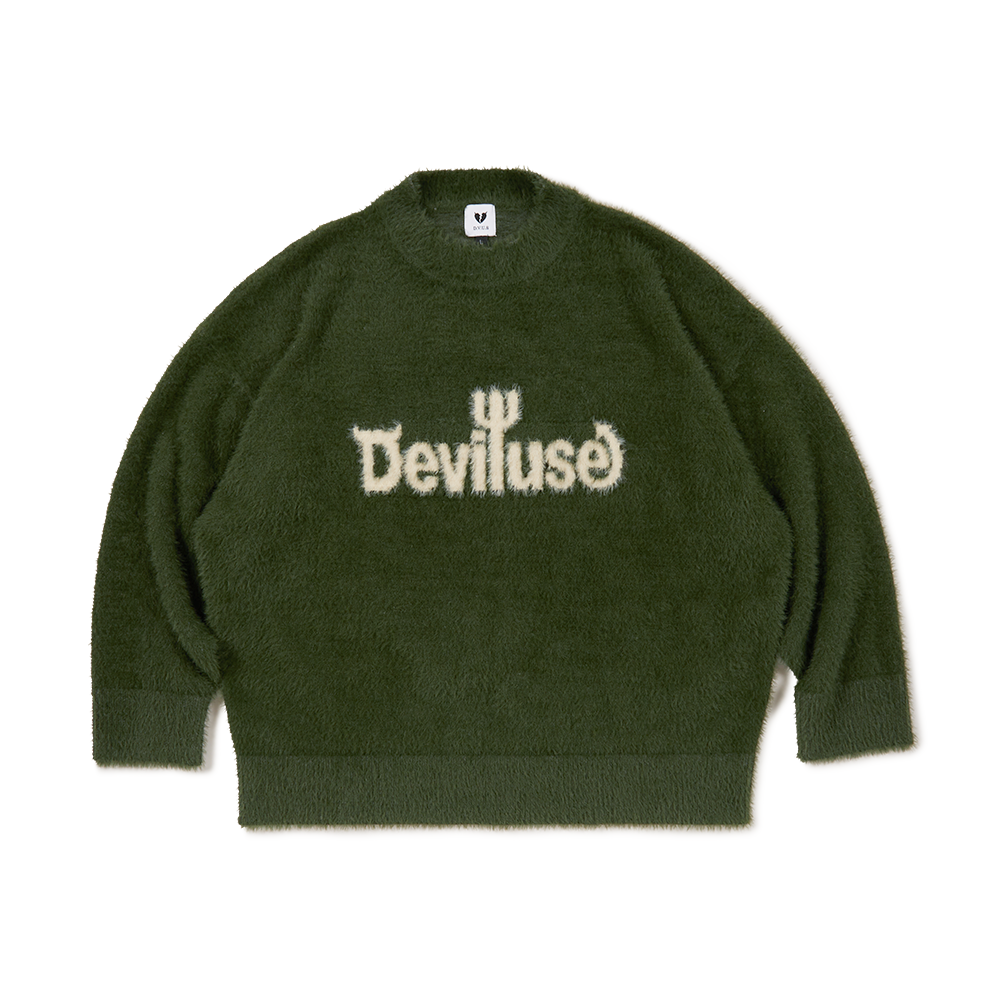 DEVILUSE Mohair Logo Knit(Olive)